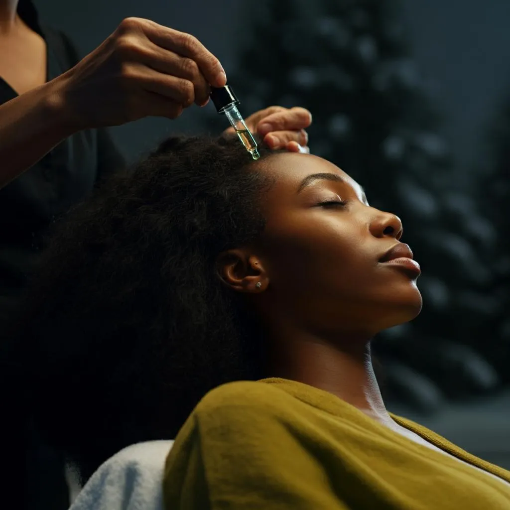 Sleek and smooth silk press on natural hair with soft movement and high shine, styled by Harmony Strands