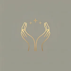 Harmony Strands New Clients icon — thin-line gold hands symbolizing care and welcoming