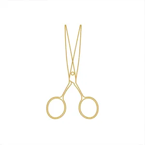 Harmony Strands shaping and trims icon — thin-line rounded scissors for healthy hair maintenance.”