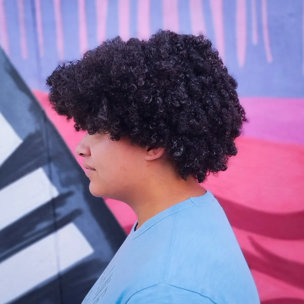 Full natural curly haircut with reshaped curls, improved balance, volume, and healthy defined curl pattern.