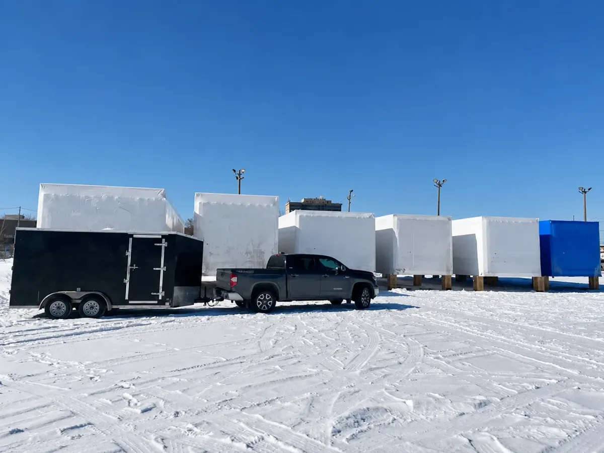 Outdoor storage shrink wrap with installed ventilation ports