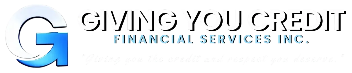 Giving You Credit Financial Services Inc. logo with metallic silver and blue GYC branding.