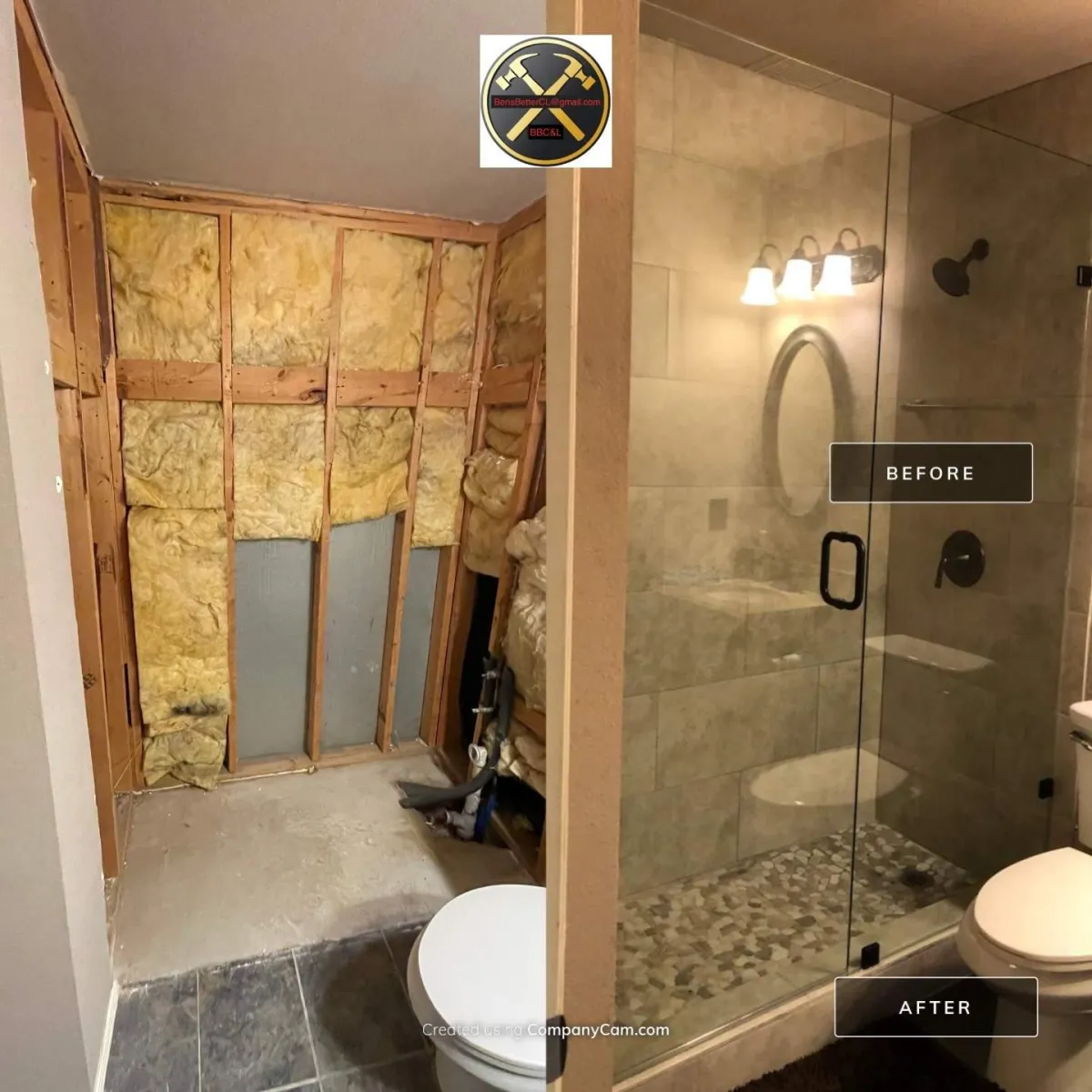 before & after for bathroom remodel