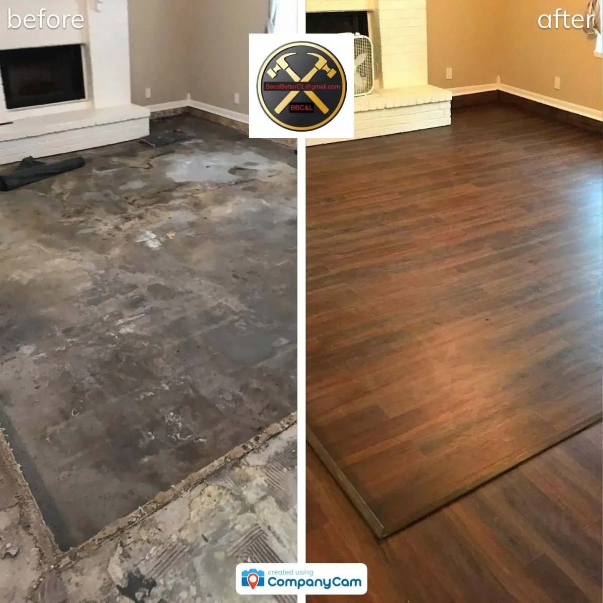 before & after for flooring install 