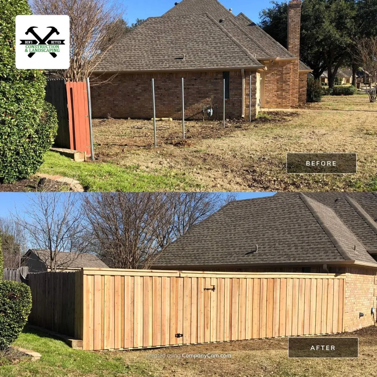 before & after for privacy fence