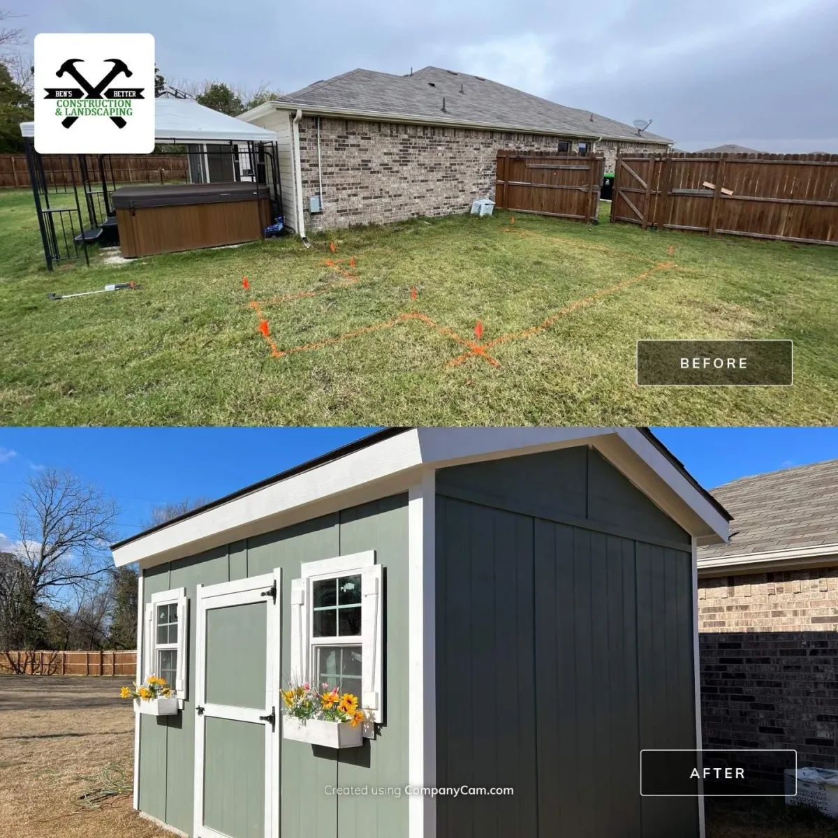 before & after for shed install