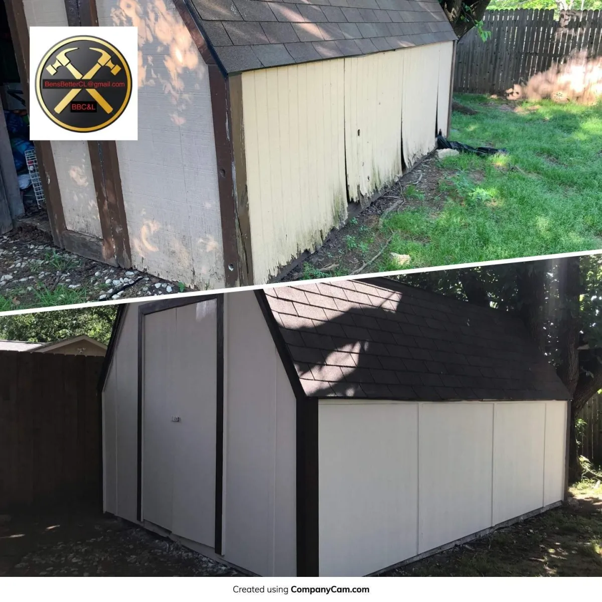 before & after for shed restoration