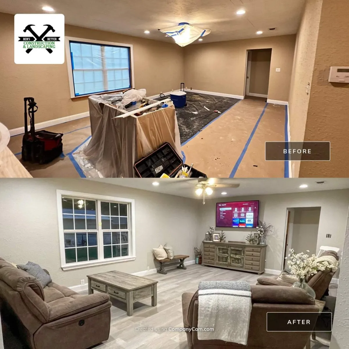 before & after living room remodel