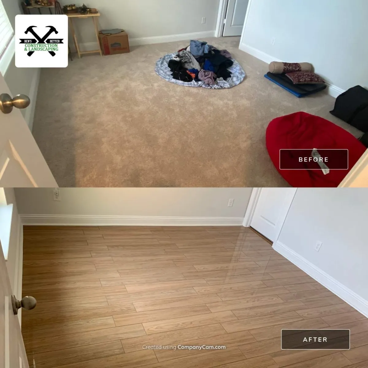 before & after for flooring install 