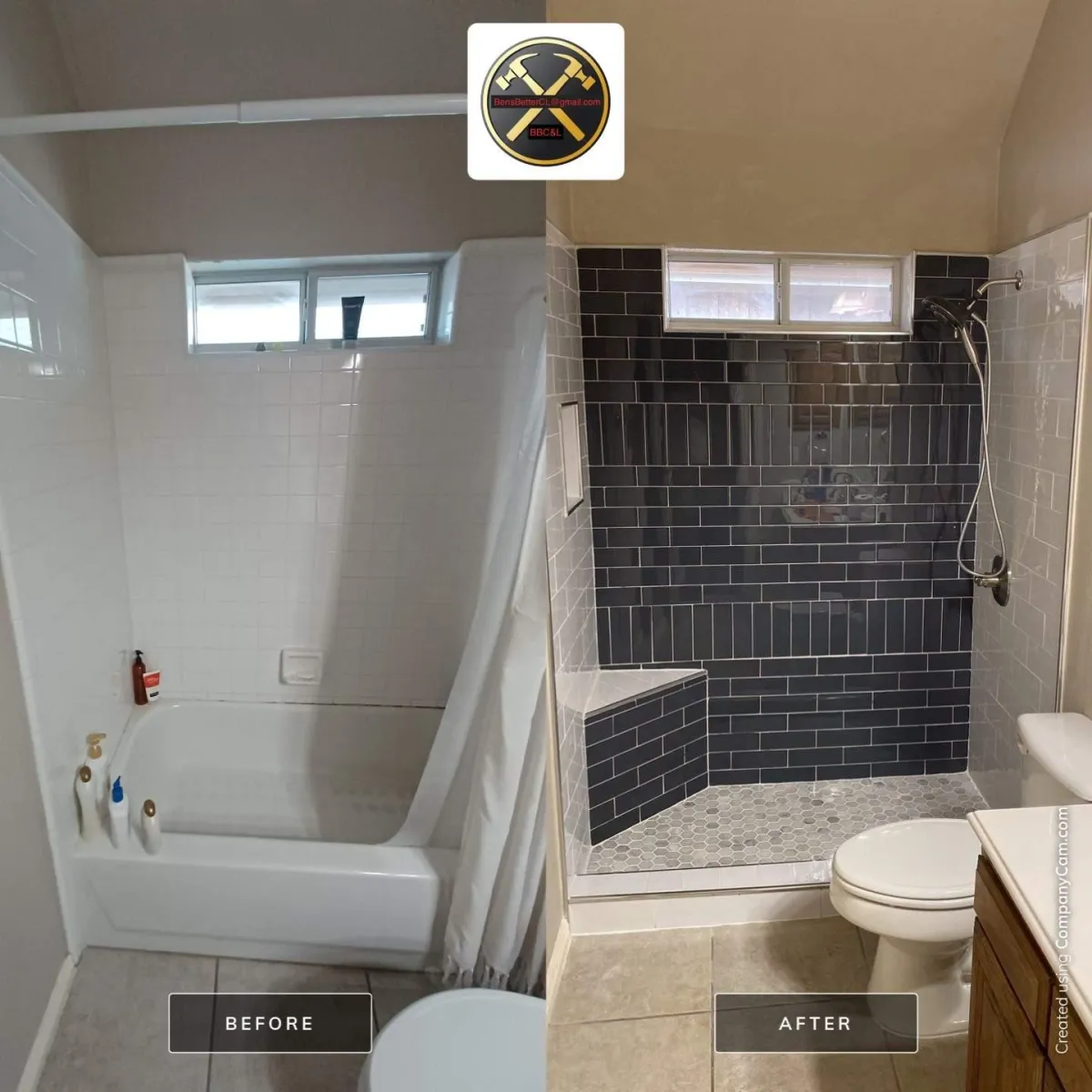 before & after bathroom remodel