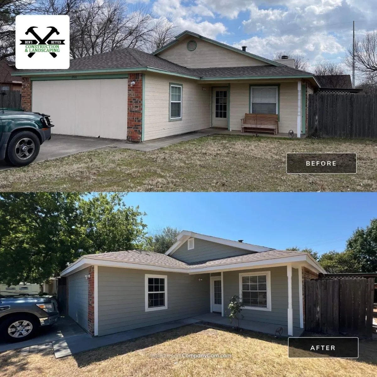 before & after for exterior paint job