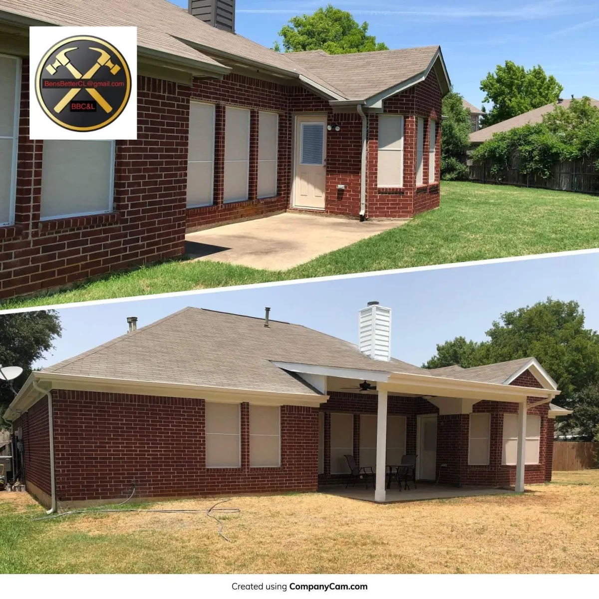 before & after for covered back patio