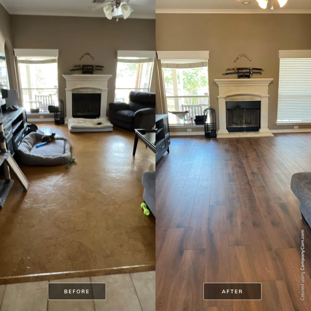 before & after for flooring install 