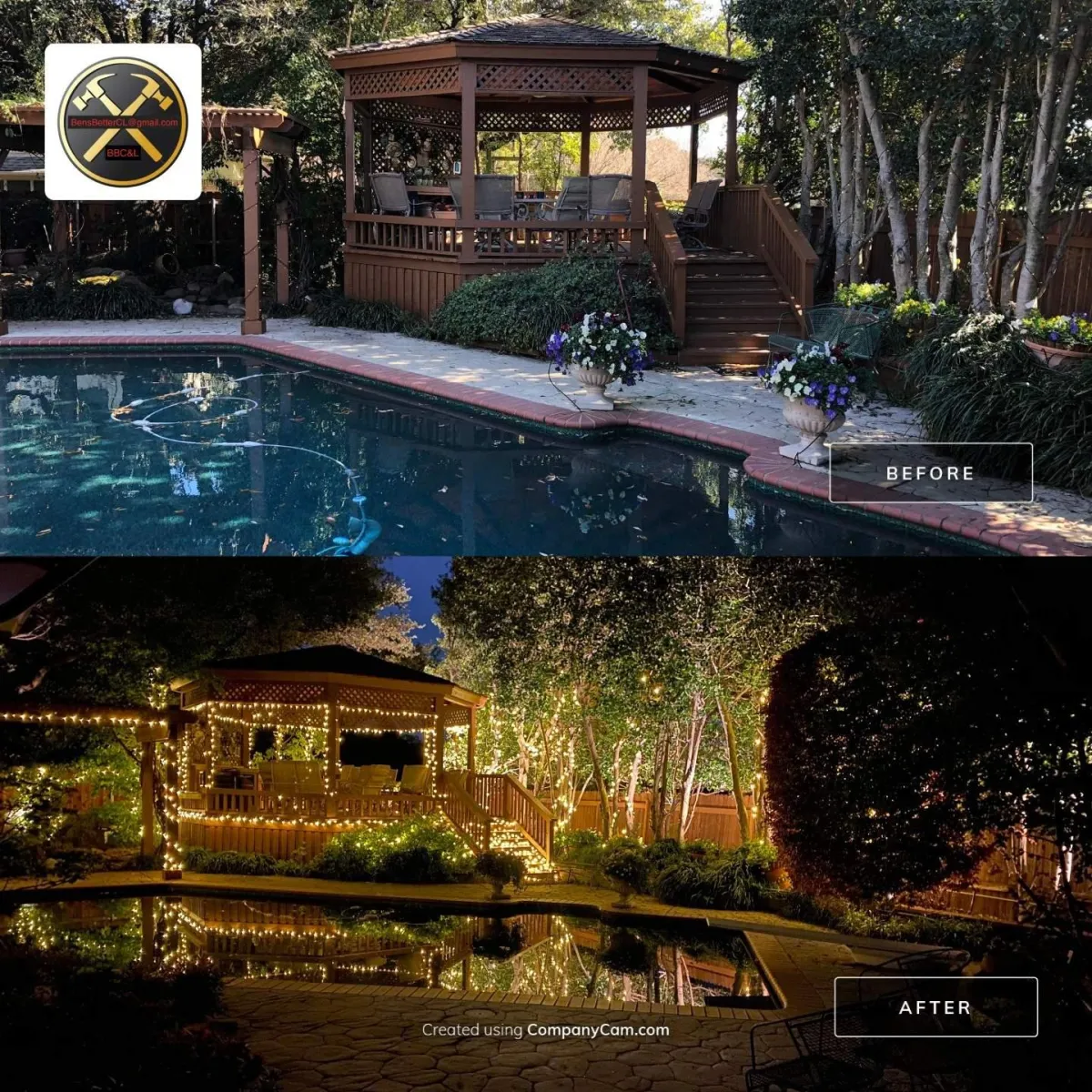 before & after for exterior lighting