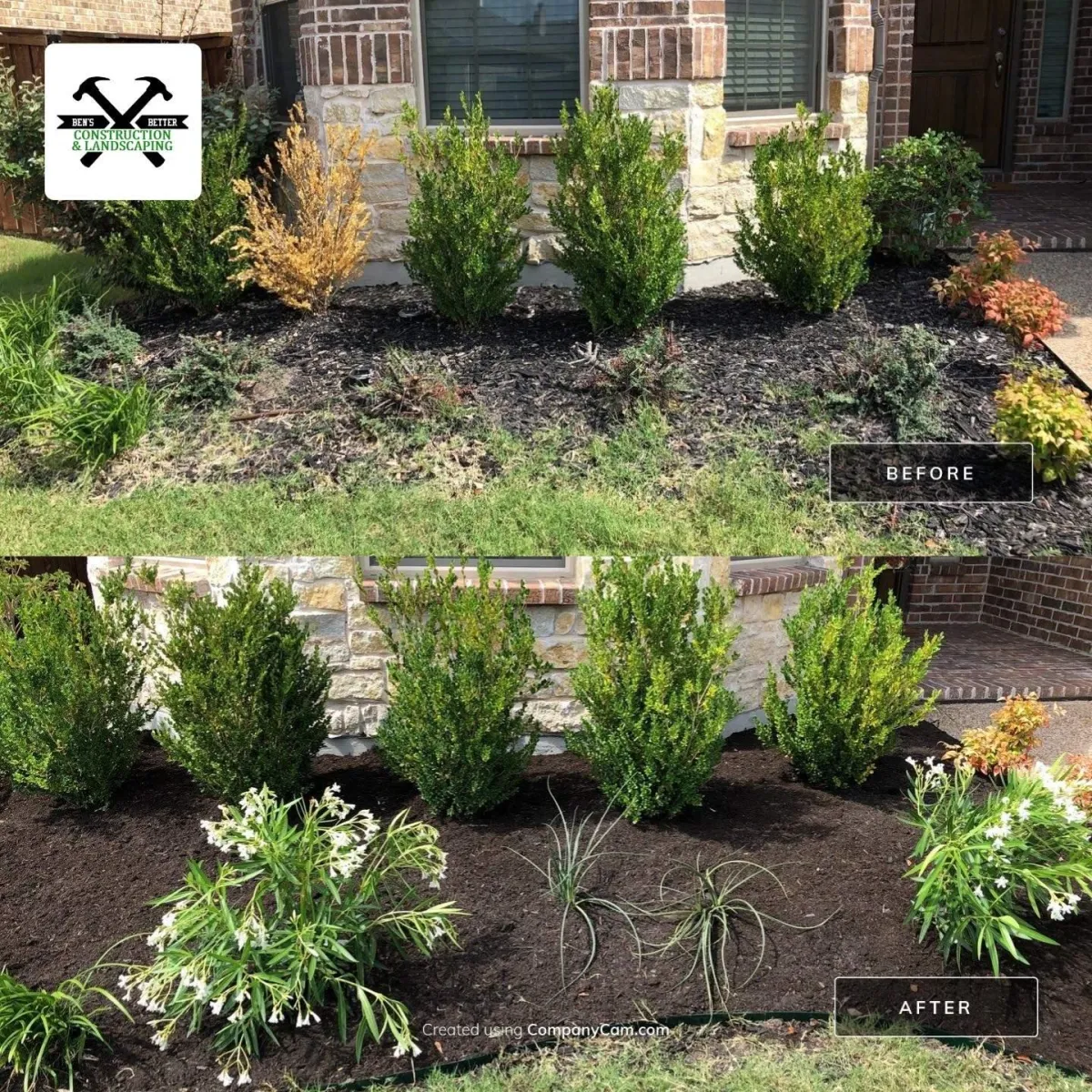 before & after for flower bed