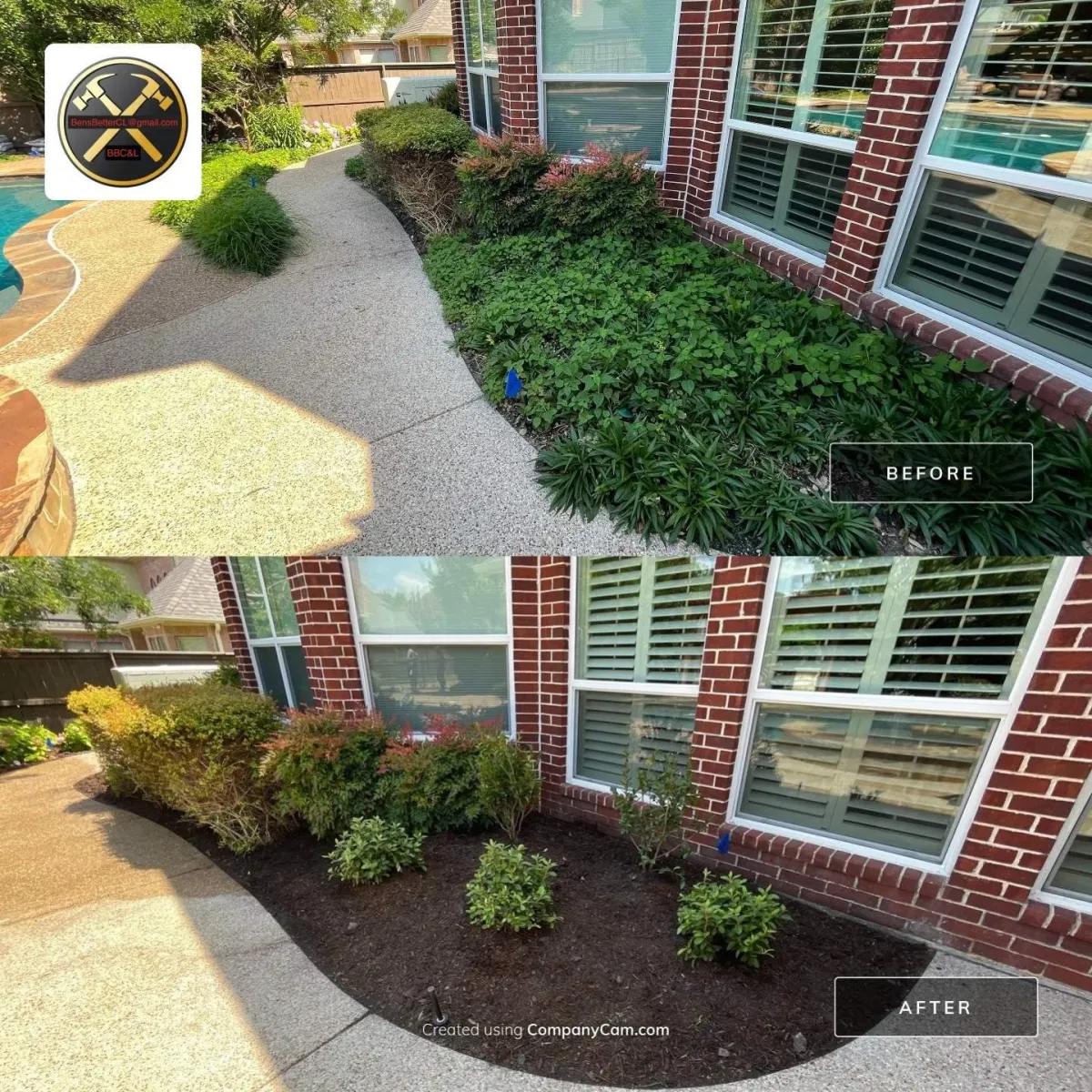 before & after for flower bed