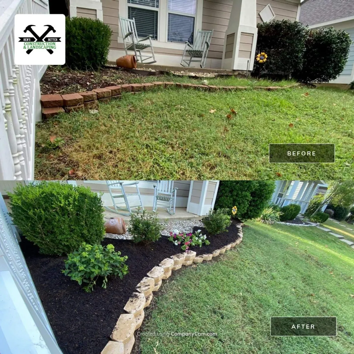 before & after for flower bed