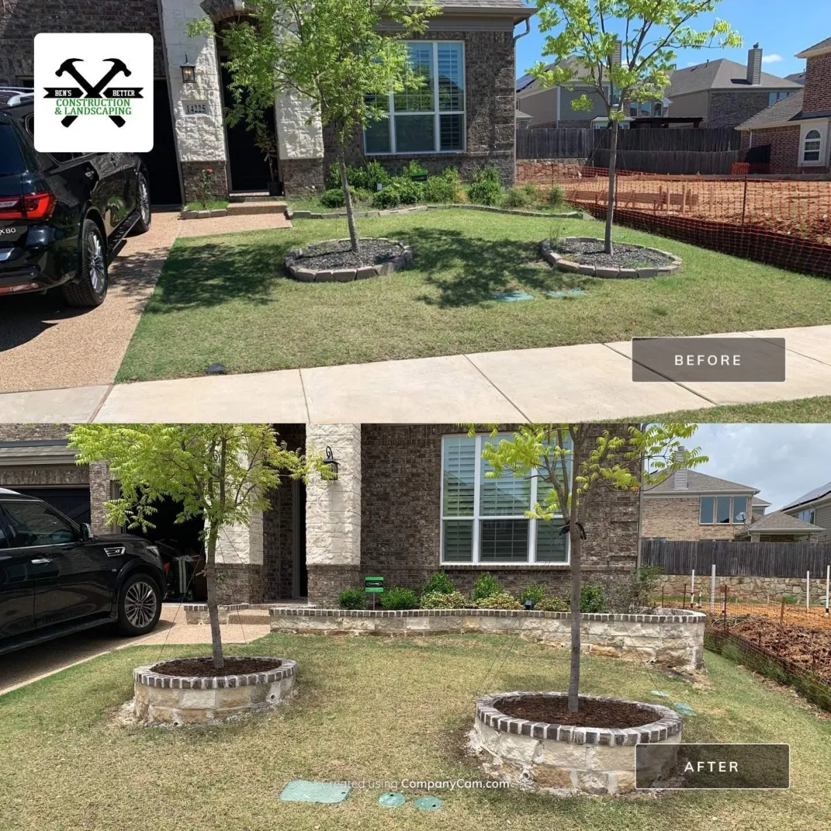 before & after for front yard landscaping