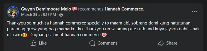 Sobrang dami kung natutunan para mag grow yung pag mamarket ko