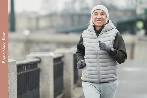 Woman in midlife improving her focus and cognitive function by taking a brisk walk