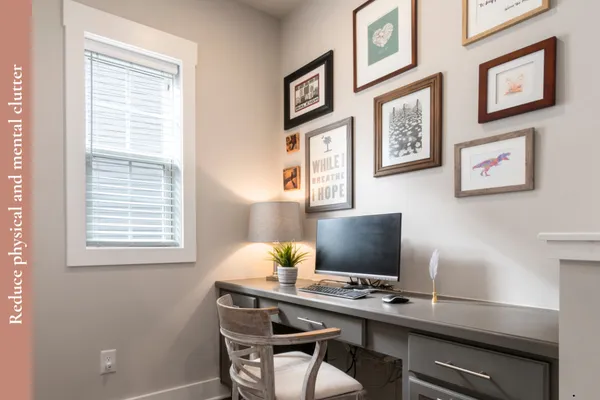Minimalist desk setup promoting calm and focused work environment