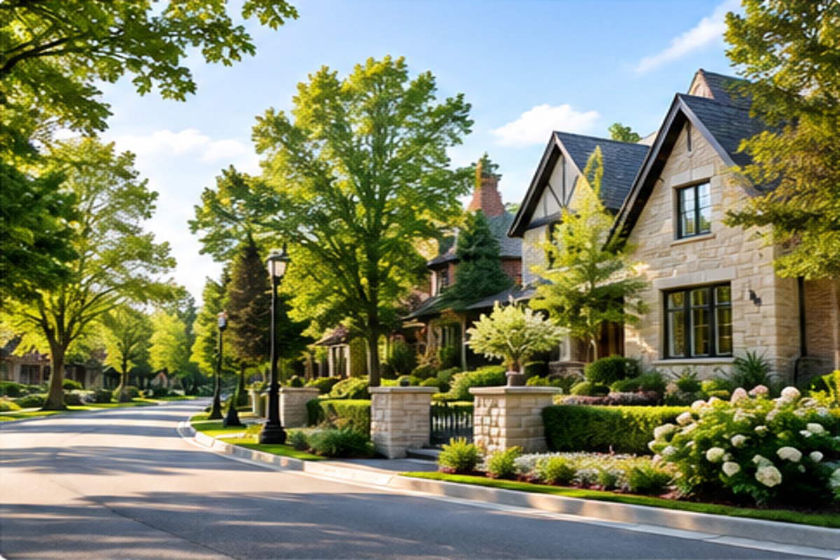 Tree-lined residential street in Kleinburg Vaughan Ontario
