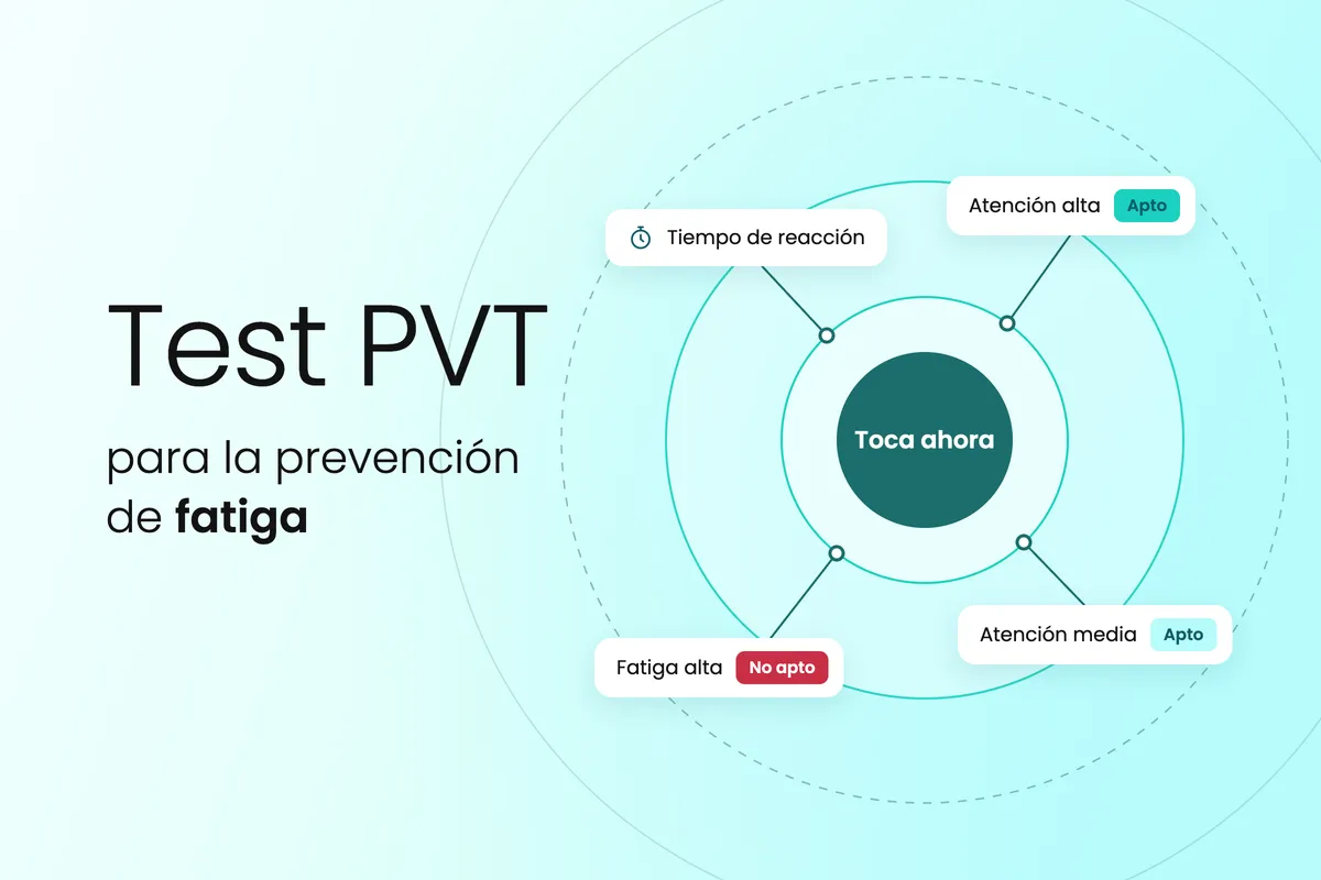 Test PVT con bloqueo de encendido - estímulo "Toca ahora" y resultados Apto o No apto según el nivel de fatiga