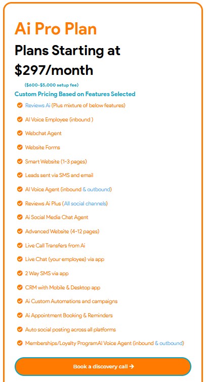 AI-driven features for managing employee reviews and customer interactions in local businesses, highlighting Reviews Ai Plus plan details.