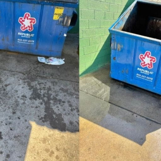 Dumpster pad pressure washing for commercial property
