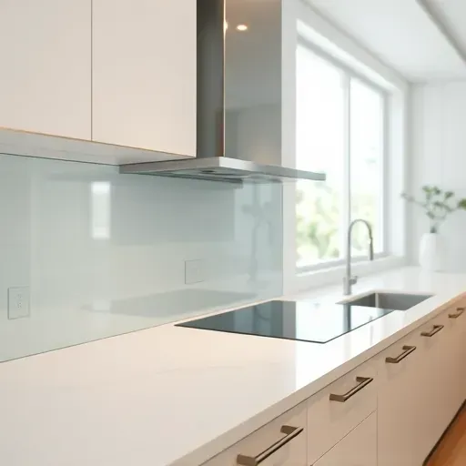 Perfectly installed glass backsplash in a modern Coral Springs kitchen with sleek surfaces and natural lighting