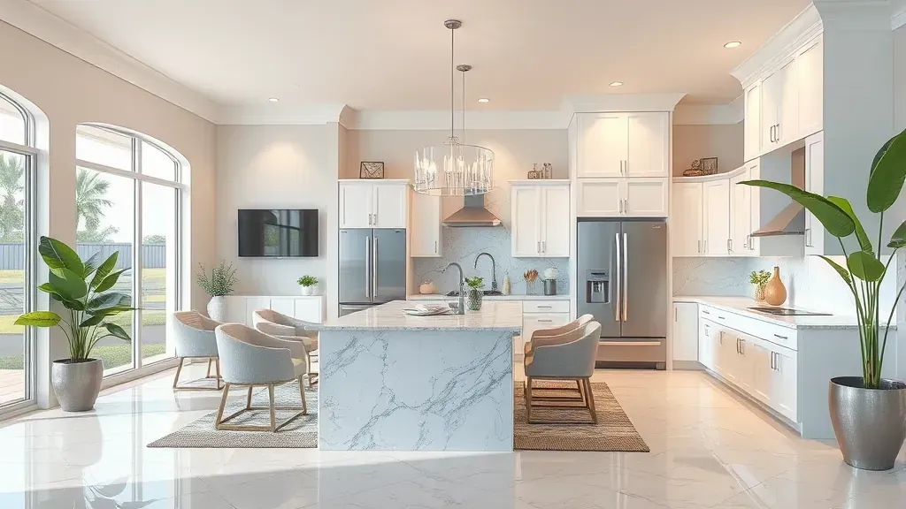 Remodeling in Dania Beach, FL showcasing modern kitchen and living space design.