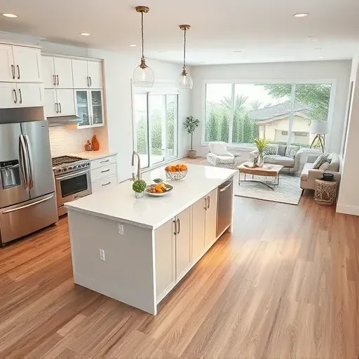 Modern open-concept living space in Kendall, FL, featuring a gourmet kitchen and inviting living room with natural light.