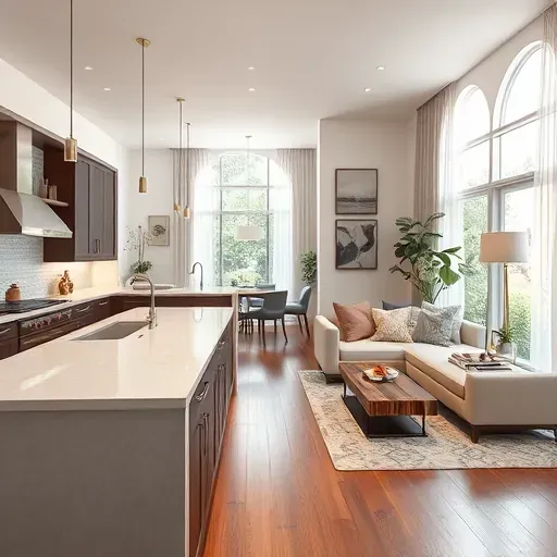 Completed remodeling project in Plantation FL featuring an open-concept living space with modern kitchen and cozy living area.