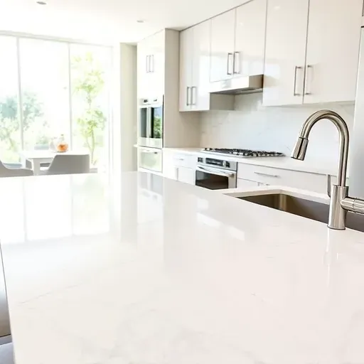 Modern Coral Springs kitchen with polished quartz countertops, sleek stainless steel appliances, neutral backsplash, and bright natural lighting