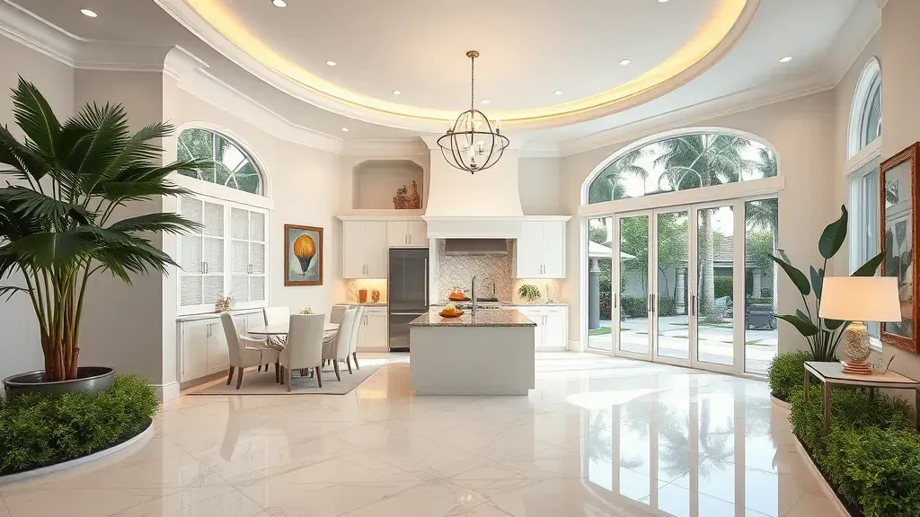 Remodeling in Palm Beach Gardens FL showcasing modern kitchen design and elegant finishes.