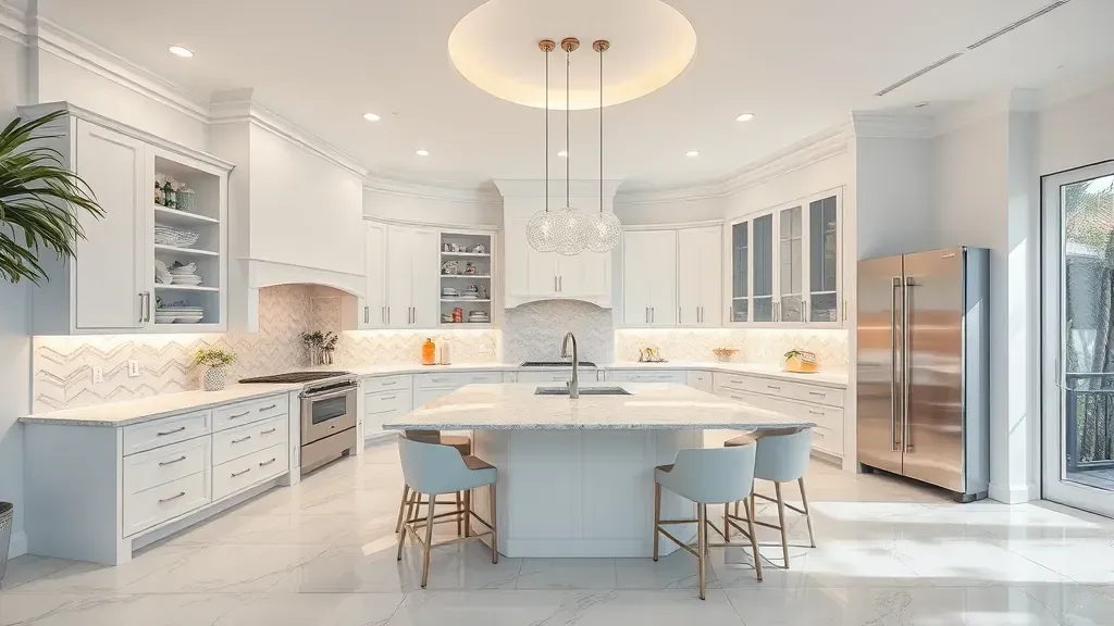 Modern kitchen remodeling in West Palm Beach, FL with sleek cabinets and stylish finishes.