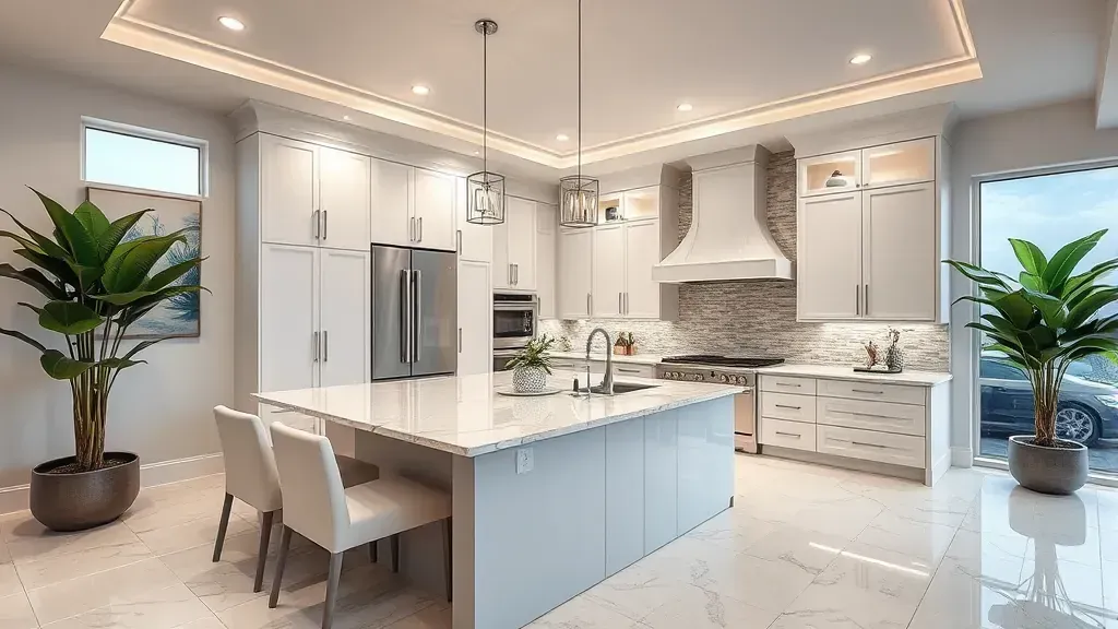 Remodeling in Davie, FL showcasing modern kitchen design and elegant finishes.