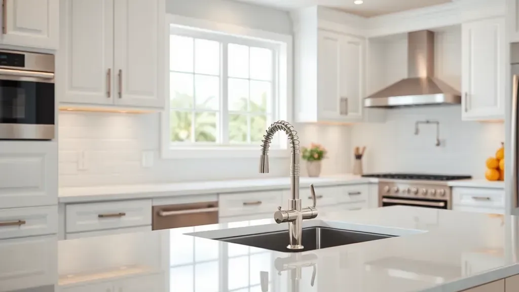 Kitchen Faucet Replacement projects in Coral Springs FL showcasing modern fixtures and stylish designs.