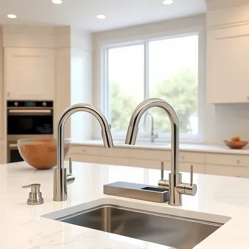 Modern upgraded kitchen with stainless steel faucets, quartz countertops, minimalist cabinets, and natural light in Coral Springs FL