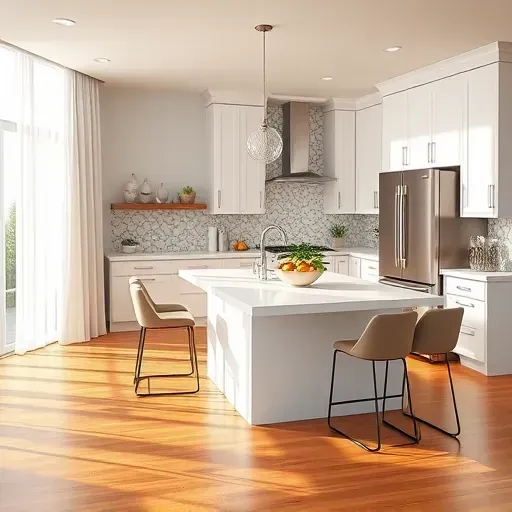 Modern kitchen remodel in Sunrise FL featuring stainless steel appliances, quartz counters, custom cabinetry, and natural light.