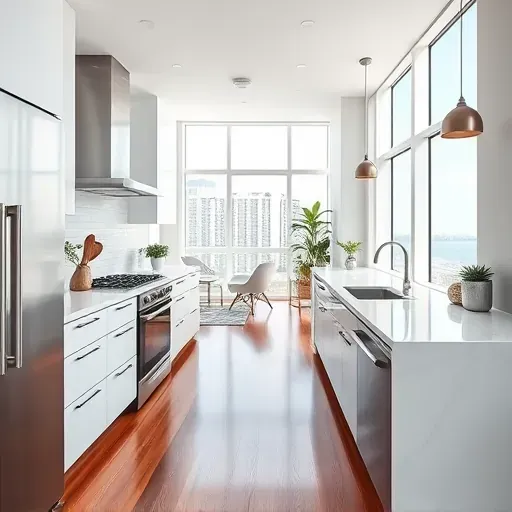 Contemporary kitchen remodel in North Miami with sleek cabinetry, white quartz countertops, and glossy subway tile backsplash.