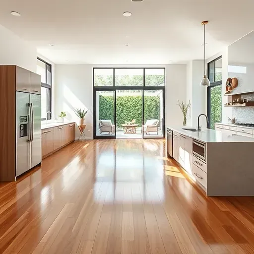 Modern remodeled living space in Hollywood FL featuring an open floor plan, stylish kitchen and inviting patio.