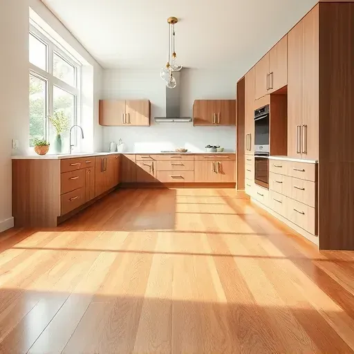 Renovated Coral Springs kitchen with polished hardwood floors, modern neutral cabinetry, quartz countertops, and natural sunlight.