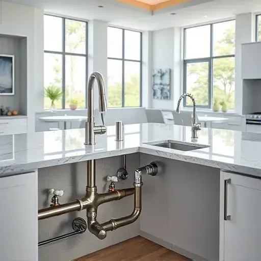 Modern upgraded stainless steel kitchen plumbing with sleek fixtures and organized under-sink storage in a bright contemporary Coral Springs kitchen
