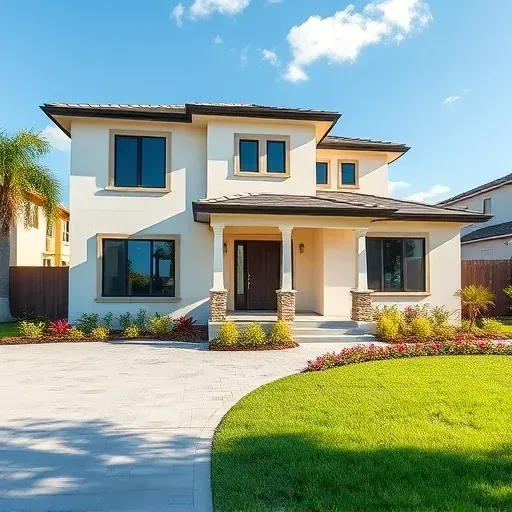 New completed modern home in Coral Springs FL with large windows, lush landscaping, and inviting curb appeal