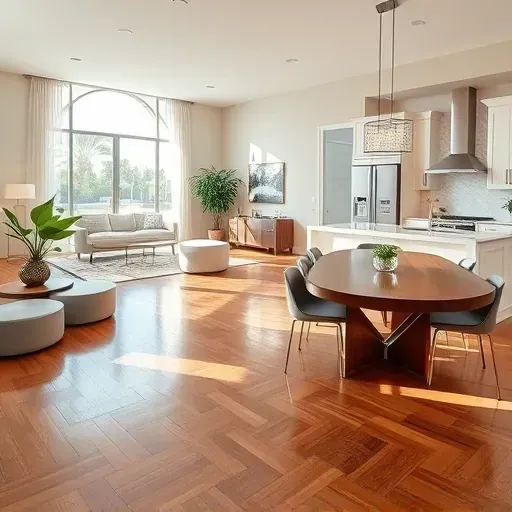 Elegant remodeled interior in Dania Beach with open-concept living, sleek hardwood floors, and stylish kitchen.