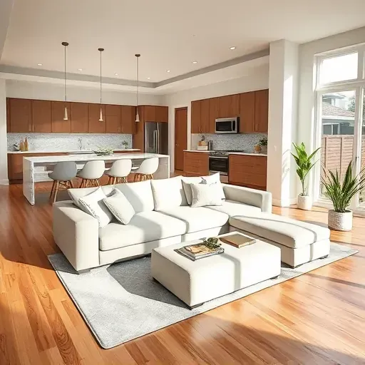 Modern Hialeah living room with open floor plan, stylish furnishings, natural light, and elegant decor elements.
