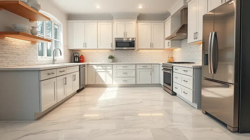 Kitchen Flooring Replacement projects in Coral Springs FL showcasing modern designs and elegant finishes.