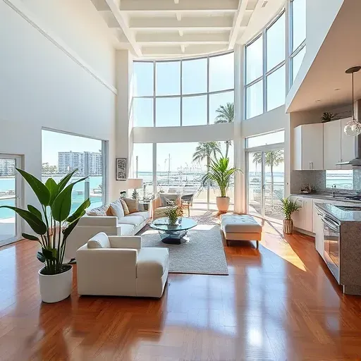 A beautifully remodeled coastal living space in Fort Lauderdale Beach featuring modern furnishings and ocean views.