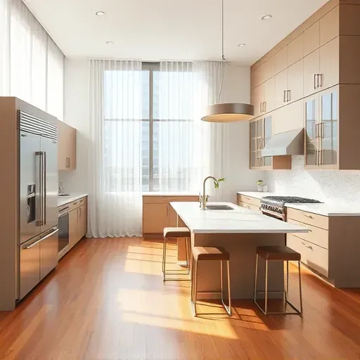 Modern Coral Springs kitchen with quartz countertops, stainless steel appliances, taupe cabinets, and natural light.